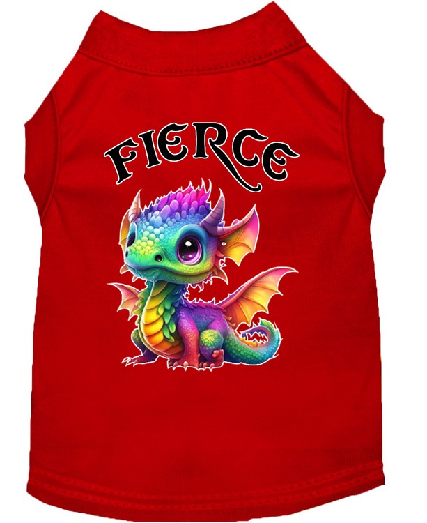 Fierce Dragon Screen Print Dog Shirt Red XS (8)